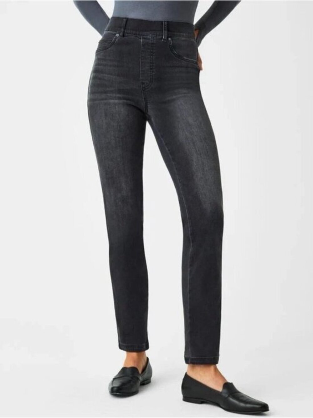 Spanx Ankle Straight Leg Denim Jeans Vintage Black size M